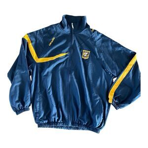 O'Neills US Navy Rugby Jacket Mens Large Full Zip Navy Blue / Yellow Lightweight